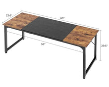 Cargar imagen en el visor de la galería, Huuger Computer Desk, 63 Inch Office Desk, Gaming Desk with Storage, Writing Desk Work Desk for Home Office, Study, Modern Simple Desk, Large Legroom, Metal Frame, Rustic Brown and Black
