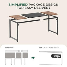 Cargar imagen en el visor de la galería, Huuger Computer Desk, 63 Inch Office Desk, Gaming Desk with Storage, Writing Desk Work Desk for Home Office, Study, Modern Simple Desk, Large Legroom, Metal Frame, Rustic Brown and Black
