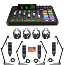 Cargar imagen en el visor de la galería, Rode RODECaster Pro II Integrated Audio Production Studio Console Bundle with 4x Turnstile Audio Dynamic Broadcast Microphone, 4x Headphones, 4x Broadcast Arm, 4x XLR M to F Cable, 32GB Memory Card
