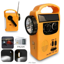 Cargar imagen en el visor de la galería, Outdoor Emergency Hand Crank Solar Dynamo AM/FM Radios Power Bank with LED Lamp
