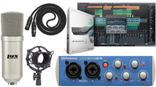 Load image into Gallery viewer, Presonus AudioBox 96 Audio USB 2.0 Recording Interface and Studio One Artist Software kit with Condenser Microphone Shockmount, and XLR Cable (Interface Color May Vary in Blue or Black)
