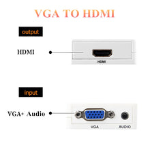 Cargar imagen en el visor de la galería, VGA to HDMI Adapter Mini Converter with Audio VGA HDMI 1080p for Projector PC HDTV Monitor TV-box
